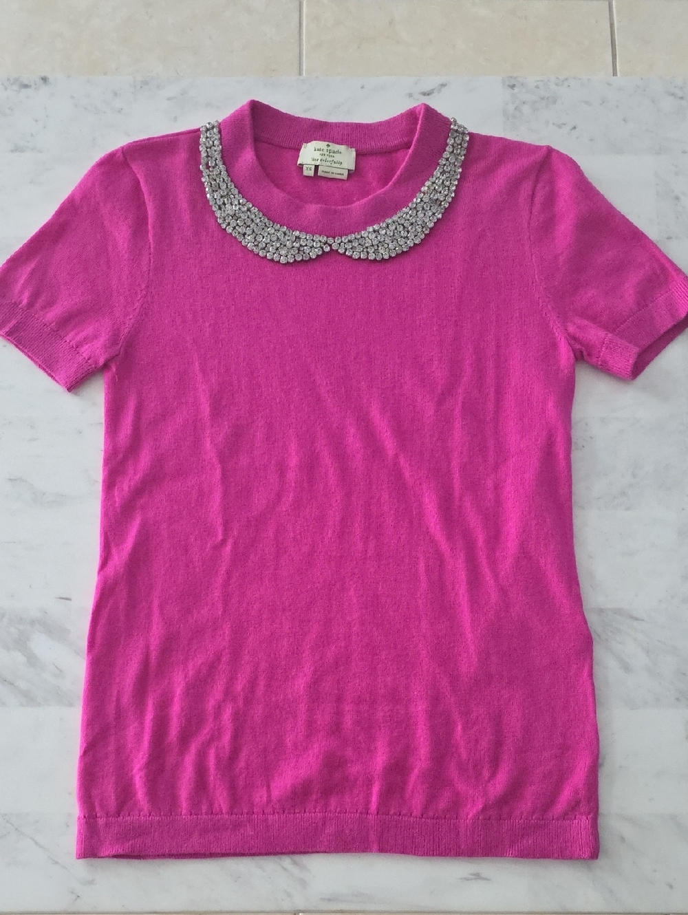 Kate spade  Pink Jeweled Collar Short-Sleeve Top